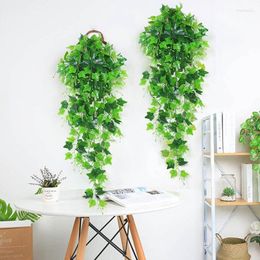 Decorative Flowers 2Pcs 110cm 5 Fork Artificial Plants Vine False Ivy Hanging Garland For The Wedding Party Home Bar Garden Wall Decoration