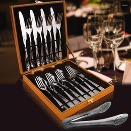 Dinnerware Sets Stainless Steel Kitchen Cutlery Storage Box Luxury Dining Table Household Fork Knife Spoon Complete Vaisselle Cuisine
