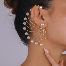 Stud Earrings White Big Boho Imitation Pearl Round Female Gold Colour Korean Jewellery Statement
