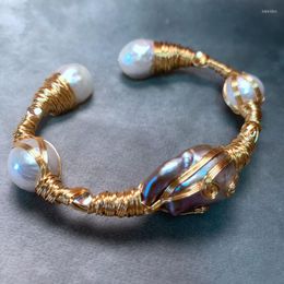 Bangle Lady's Natural Pearl Bracelet Year's Gift Strong Lustre Baroque Pearls Handmade Designer Jewellery Style Postage