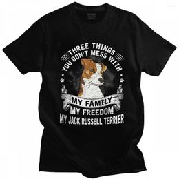 Men's T Shirts Vintage Jack Russell Terrier T-shirt Three Things You Dont Mess With Tshirt Men Short Sleeves Dog Owner Gift Cotton Tee Shirt