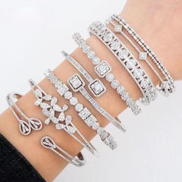 Bangle Soramoore Trendy Luxury Stackable Cuff Bangles For Women Wedding Full Cubic Zircon Crystal CZ Bridal Bracelets Party Jewelry