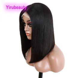 Yirubeauty Double Drawn 100% Chinese Human Hair Bone Straight 4X4 Lace Closure Bob Wig Jerry Curly 10-14inch 150% 180% Density