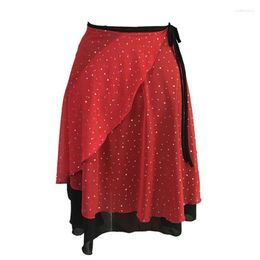 Stage Wear Women Rumba Latin Dance Hip Wrap Mesh Over Skirt Belly Belt Practise Costume Accessories Floral Shawls