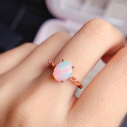 Cluster Rings Natural Opal Woman Change Fire Colour Mysterious 925 Silver Various Gemstones 8 10MM