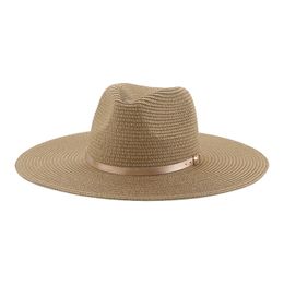 Kadın Şapkası Yaz Güneş Şapkaları Kadınlar İçin Büyük Kötü 11cm Katı Beyaz Siyah Kemer Günlük Beach Güneş Koruma Şapkası Yeni