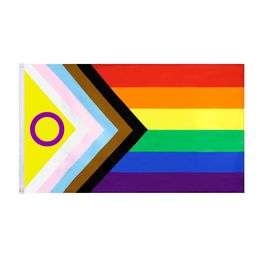 Johnin New Style LGBT Flag direct factory 90x150cm 3x5ft Wholesale Intersex Progress Pride Flag RRA