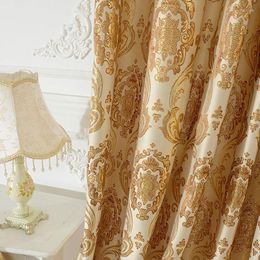 Curtain European Style Curtains For Living Dining Room Bedroom Gold Leather Jacquard Yarn-dyed Fabric Custom