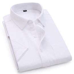 Men's Dress Shirts 2023 Casual Short Sleeved Shirt Twill White Blue Pink Male For Men Social Brand 4XL 5XL 6XL 8XL