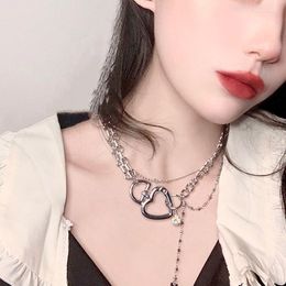 Pendant Necklaces Punk Love Lock Design Necklace For Women Hip Hop Exaggerated Club Bar Girl Neck Chain Jewellery Gifts