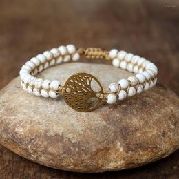 Charm Bracelets Stainless Steel Tree Of Life Braided Bracelet Women Bohemia Yoga String Wrap Handmade Jewellery White