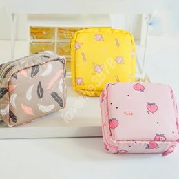 Cute Sanitary Napkin Storage Bag Women Tampon Bags Credit Card Holder Pouch Napkin Towel Cosmetics Cotton Coin Purse Organiser