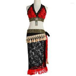 Stage Wear Tribal Belly Dance Costume Set 2 Pieces Outfit Bra Cup A/B/C/D Lace Hip Scarf Women Dancewear Plus Size