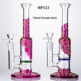 Beecomb perc Hookahs 9Inch Glass Bongs Heady glass Water Pipes 14mm Female Joint Oil Dab Rigs 3mm Thickness Green Blue For Smoking Pipe with bowl WP533