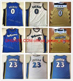 Men Gilbert Arenas 0 Jerseys Basketball Blue White Yellow Custom Any Name Any Number