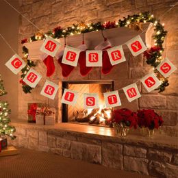 Christmas Decorations Personalise Party Flag Letter Merry Jute Burlap Bunting Banner Flags Candy Bar Wedding Decoration Baby Shower Favour