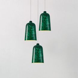 Pendant Lamps 2023 Wabi Sabi Vintage Green Restaurant Cafe Chandelier Nordic Art Costume Room Bedroom E27 Handmade Metal Droplight