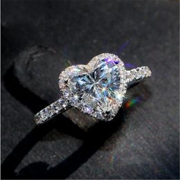 Queen Heart Diamond Ring 925 Sterling silver Engagement Wedding Band Rings for women Bridal Promise Party Jewellery Gift