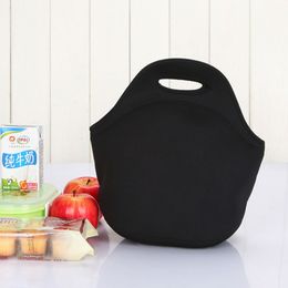 Blank Black Lunch Bags Bento Bag With Zipper Insulation Neoprene Tote Handbag Insulated Black bottom DIY Gift School Home EXP B5