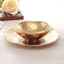 Bowls Golden Ceramic Steak Plate Kitchen Tableware Home Decorations Western Fruit Salad Dessert El Restaurant