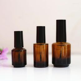 Storage Bottles 7ml 10ml 15ml Amber Glass Empty Nail Polish Bottle Cosmetic Containers With Brush