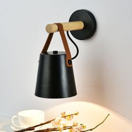 Wall Lamp Nordic Retro LED Light With Switch Sconce E27 Steering Head Macaron Lamps For Bedside Bedroom