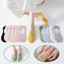 Women Socks 1 Pair Cotton Low Cut Solid Snowflake Softable Summer Silicone Non-slip Deep Mouth Prevent Heel Loss Slipper