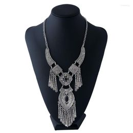 Pendant Necklaces Vintage Tassel Statement For Women Boho Ethnic Geometric Crystal Gold Silver Color Charm Femme Jewelry