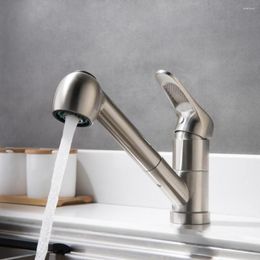 Kitchen Faucets Brushed Top Quality Sink Faucet Lead-free All Stainless Steel Pull Down Cold And Mixer