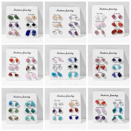 Irregular Mini Natural Chip Stone Stud Earrings For Women Girl Week Theme Wedding Fashion Jewelry