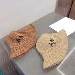 Beach Straw Hat Outdoor Wide Brim Bucket Caps Letter Print Summer Sun Protection Hat for Women