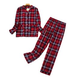 Womens Sleepwear Womens Pyjamas Plus Size SXXXL Clothes Ladies Flannel Cotton Home Wear Suit Autumn Winter Pyjamas Plaid Print Sleep Tops 230317