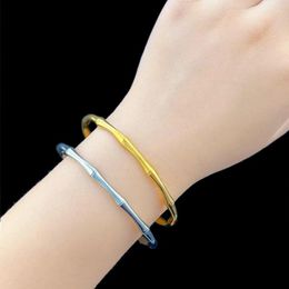 Bangle Korean Fashion Bracelet Stainless Steel Temperament Bamboo Open Adjusted High Quality Anniversary Gift Girls Jewelry 2023