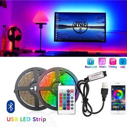 5V LED LED LED Light Bluetooth 10M RGB 5050 2835 TV Iluminação de fundo Decoração Luzes LED de fada D2.0