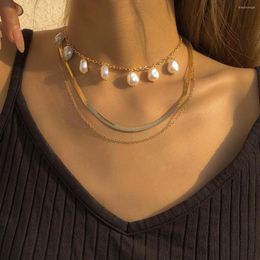Choker Fashion Multi Layered Gold Sanke Chain Necklace For Women Statement Vintage Coin Pendant Sweater Female Jewelry