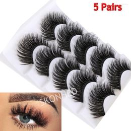 False Eyelashes 5 Pairs Reusable Cruelty-free Thick Cross Wispy Natural Long 3D Soft Mink Hair Eye Lash Extension