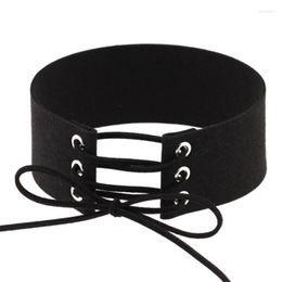 Choker Bijoux Sexy Harajuku Lace Up Women Jewelry Punk Gothic Necklace Vintage Velvet Leather Collares Anime Necklaces&Pendants