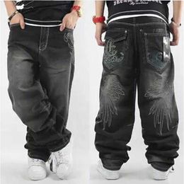 Pantaloni da uomo larghi in denim a gamba larga da uomo 2023 da uomo 2023 Hip Hop New Fashion Ricamo Skateboarder Jeans Spedizione gratuita Cholyl Z0315