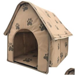 Dog Houses Kennels Accessories Quality House Blanket Foldable Small Footprints Pet Bed Tent Cat Litter Kennel Indoor Portable Trav Dhjzt