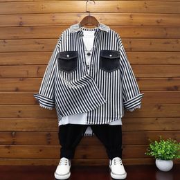 Kids Shirts Boys Baby's Blouse Coat Jacket Outwear Stripe Spring Autumn Overcoat Top Party School Children's Clothing 230317