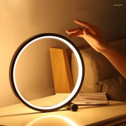 Table Lamps 15CM Reading Lamp LED Desk Acrylic Touch Dimmable Night Light For Bedroom Eye Protection Round