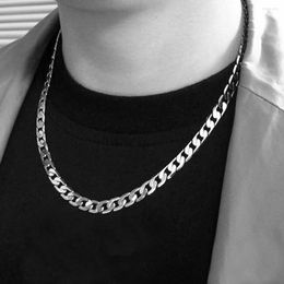 Chains Men Necklace Minimalist Titanium Steel Chain Filled Solid Curb Link Choker Male