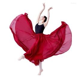 Stage Wear Adult Female Ballet Dance Hlaf Skirt Burgundy White Long Swing Women Ballerina Practice Wears Costume S22054