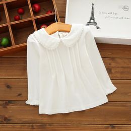 Kids Shirts Autumn Winter School Girls White Blouse Shirts Teen Girls Cotton Clothes Long Sleeve Children T-Shirt Kids Baby Toddler Tops 230317