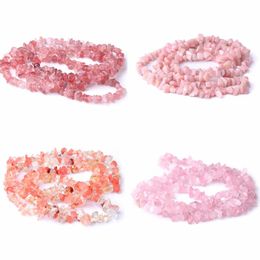 Beads Other 5-8mm Rose Crystal Chips Natural Stone Rhodonite Strawberry Quartz Nuggets For DIY Jewellery Making Appro 16"