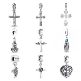 925 silver Fit Pandora Original charms DIY Pendant women Bracelets beads Women DIY Jewellery Gift Bead Jesus Cross Amulet