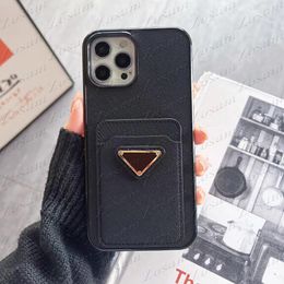 Classic Leather Card Pocket Triangle Designer Phone Case for IPhone 14 Plus 14pro 13 13pro 12 Pro Max Premium Retro Leather Shell Cases IPhone 14promax Cover