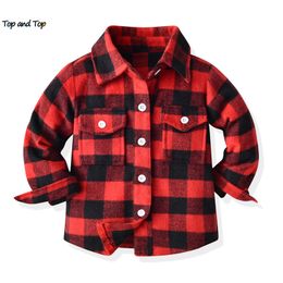 Kids Shirts top and top Autumn Winter Fashion Toddler Baby Boys Girls Long Sleeve Flannel Shirts Flaid Tops Kids Children Cotton Blouse 230317