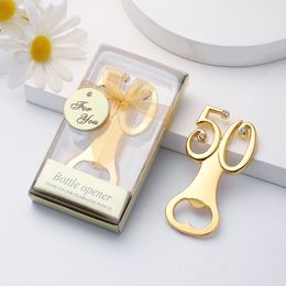 50pcs Favour Golden Wedding Souvenirs Digital 50 Bottle Opener 50th Birthday Anniversary Gift For Guest dh4422