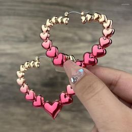 Hoop Earrings Heart Shape Bamboo For Women Fashion Party Jewelry Geometric Chunky Large Trend 2023 Punk